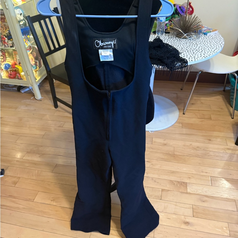 Vintage Women's Obermeyer Ski Bibs Black Wool Blend Overall Flare Jumpsuit